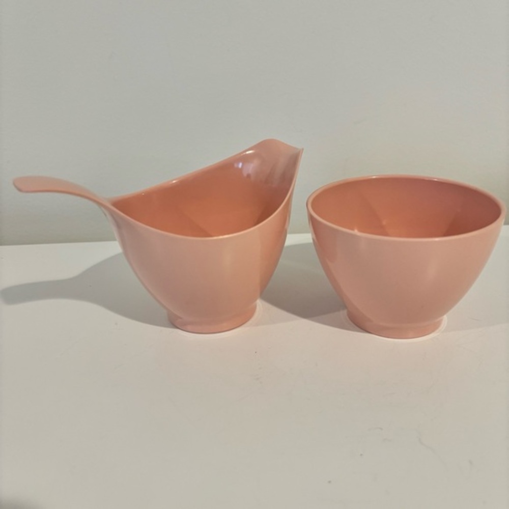 Vintage Debonaire Melmac Dinnerware cream & sugar bowl pink SET OF TWO